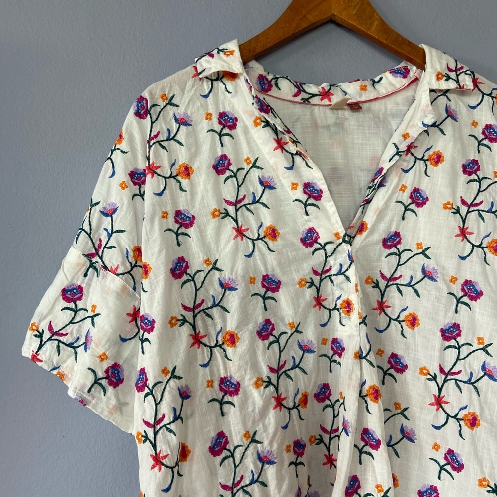 Anthropologie Floral Blouse - White, Purple, Orange - Picture 4 of 10